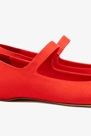 Larroudé by Nicolò B. Maria Ballet Flat In Scarlet Satin