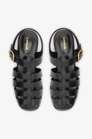 Stevie Flat Sandal In Black Leather