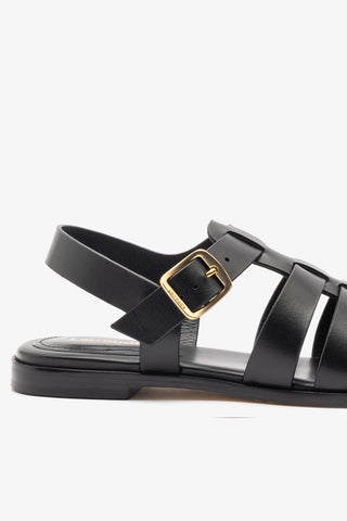 Stevie Flat Sandal In Black Leather