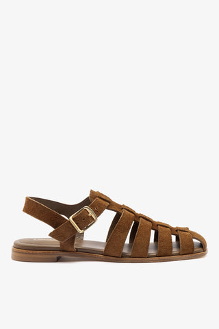 Stevie Flat Sandal In Russet Suede