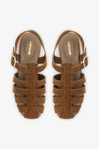 Stevie Flat Sandal In Russet Suede