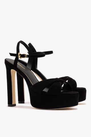 Bianca High Platform Sandal In Black Suede