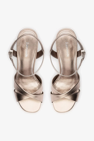 Bianca High Platform Sandal In Dusky Gold Metallic Leather Sandal Larroudé