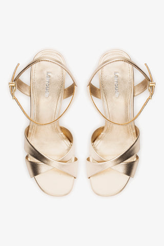 Bianca High Platform Sandal In Platina Metallic Leather