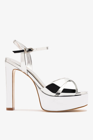 Bianca High Platform Sandal In Silver Specchio