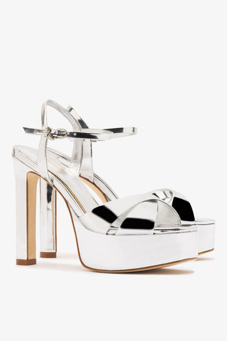 Bianca High Platform Sandal In Silver Specchio