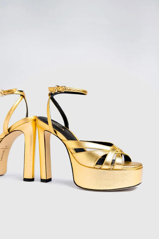 Veronica Sandal Gold Leather Sandal Larroudé