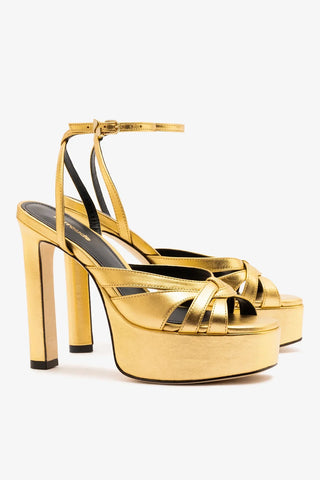 Veronica Sandal Gold Leather Sandal Larroudé