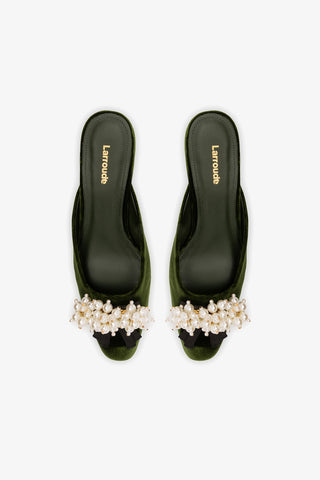 Amal Pearl Mule In Bosco Velvet