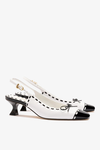 Jenny Pump In Black and White Patent Leather