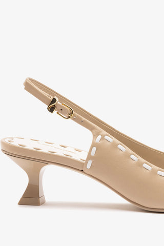 Jenny Pump In Sand Leather and White Patent Leather
