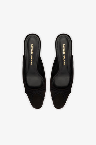 Larroudé x Parke Mule In Black Suede