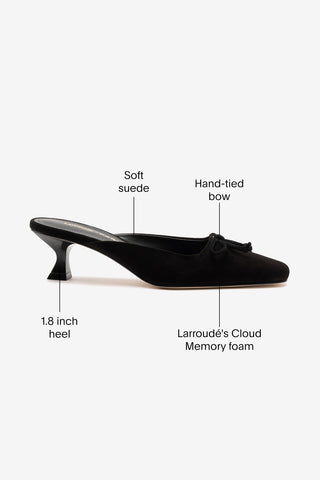 Larroudé x Parke Mule In Black Suede