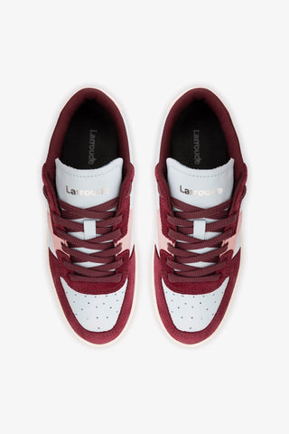 George Sneaker In Burgundy Suede and Maya and Tulip Leather Sneaker Larroudé