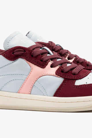 George Sneaker In Burgundy Suede and Maya and Tulip Leather Sneaker Larroudé