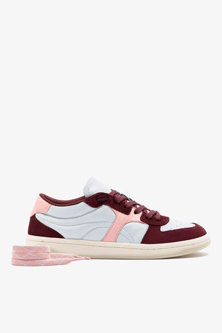 George Sneaker In Burgundy Suede and Maya and Tulip Leather Sneaker Larroudé