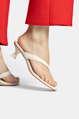 Gaia Low In Ivory Leather Mule Larroudé