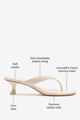 Gaia Low In Ivory Leather Mule Larroudé