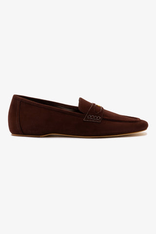 Suki Flat Loafer In Brown Suede