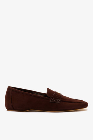 Suki Flat Loafer In Brown Suede