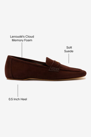 Suki Flat Loafer In Brown Suede