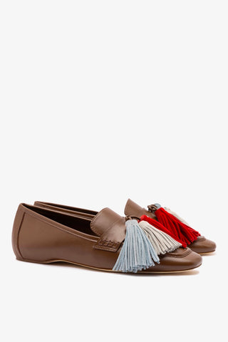 Suki Tassel In Burnt Umber Leather Loafer Larroudé