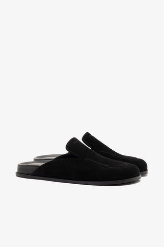Larroudé x Parke Clog In Black Suede