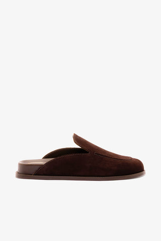 Larroudé x Parke Clog In Brown Suede