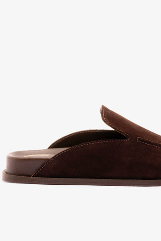 Larroudé x Parke Clog In Brown Suede