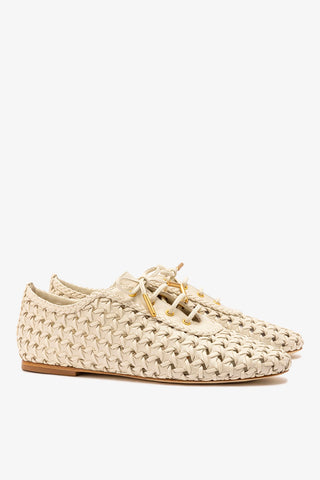 Liza Macrame Sneaker In Ivory Leather