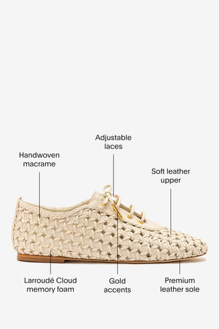 Liza Macrame Sneaker In Ivory Leather Oxford Larroudé