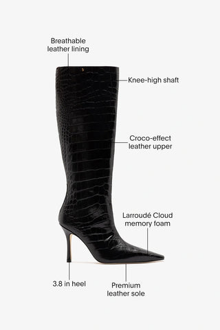 Carine Boot Black Croco Patent Leather Boot Larroudé