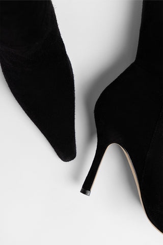 Carine Fur Boot Black Suede Boot Larroudé