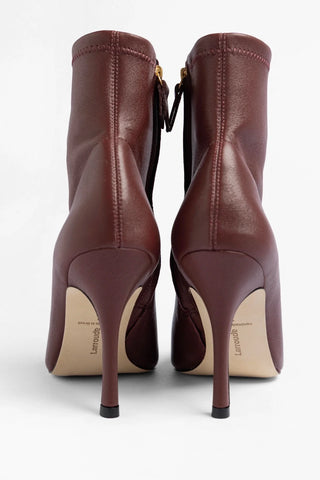 Mini Carine Boot Burgundy Stretch Leather Boot Larroudé