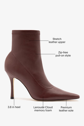 Mini Carine Boot Burgundy Stretch Leather Boot Larroudé
