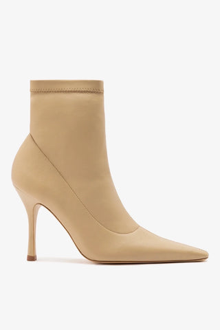 Mini Carine Boot Beige Stretch Leather Boot Larroudé