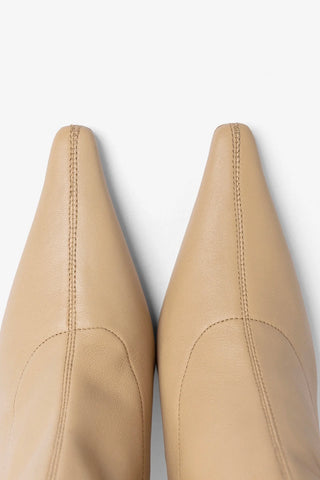 Mini Carine Boot Beige Stretch Leather Boot Larroudé