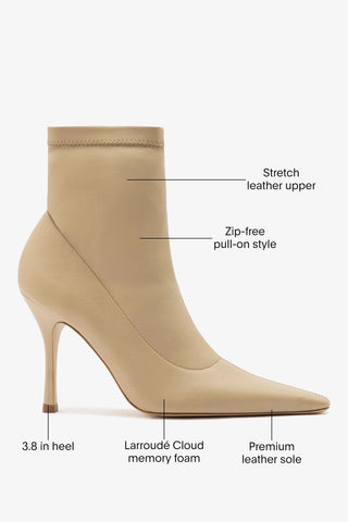 Mini Carine Boot Beige Stretch Leather Boot Larroudé