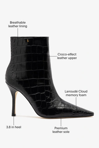 Mini Carine Boot Black Croco Leather Boot Larroudé