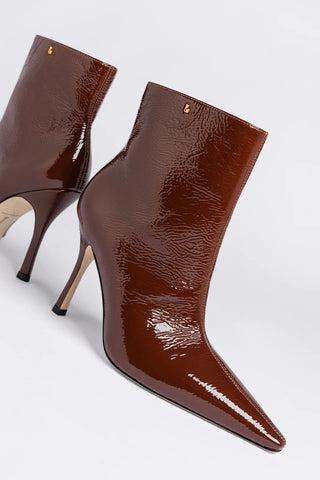Mini Carine Boot Oak Patent Leather Boot Larroudé