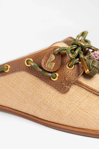 Cyprus Mule Beige Raffia Boat Shoe Larroude