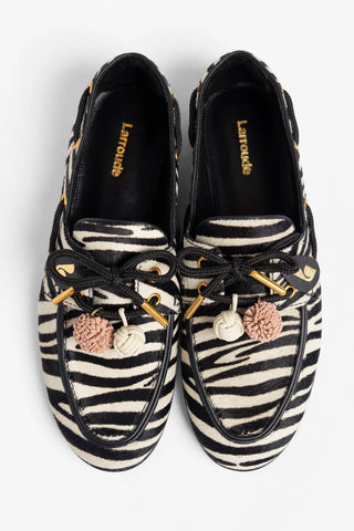 Cyprus Boat Shoe Zebra Hair Leather Loafer Larroudé