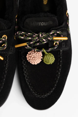 Cyprus Shearling Boat Shoe Black Suede Boat Shoe Larroude