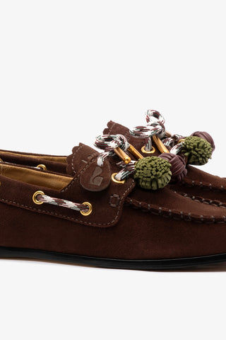 Cyprus Boat Shoe In Brown Suede
