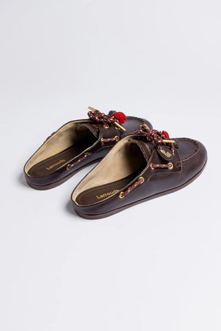 Cyprus Mule Brown Leather — Larroudé