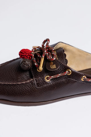 Cyprus Mule Brown Leather — Larroudé
