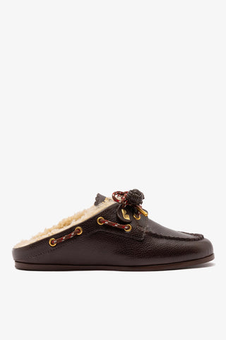 Cyprus Shearling Mule Brown Leather