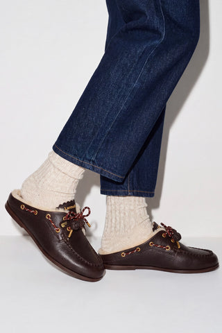 Cyprus Shearling Mule Brown Leather