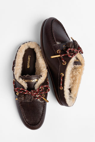 Cyprus Shearling Mule Brown Leather