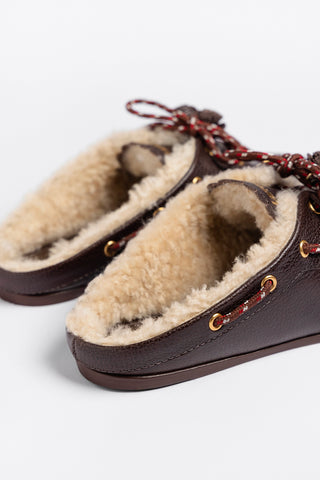Cyprus Shearling Mule Brown Leather